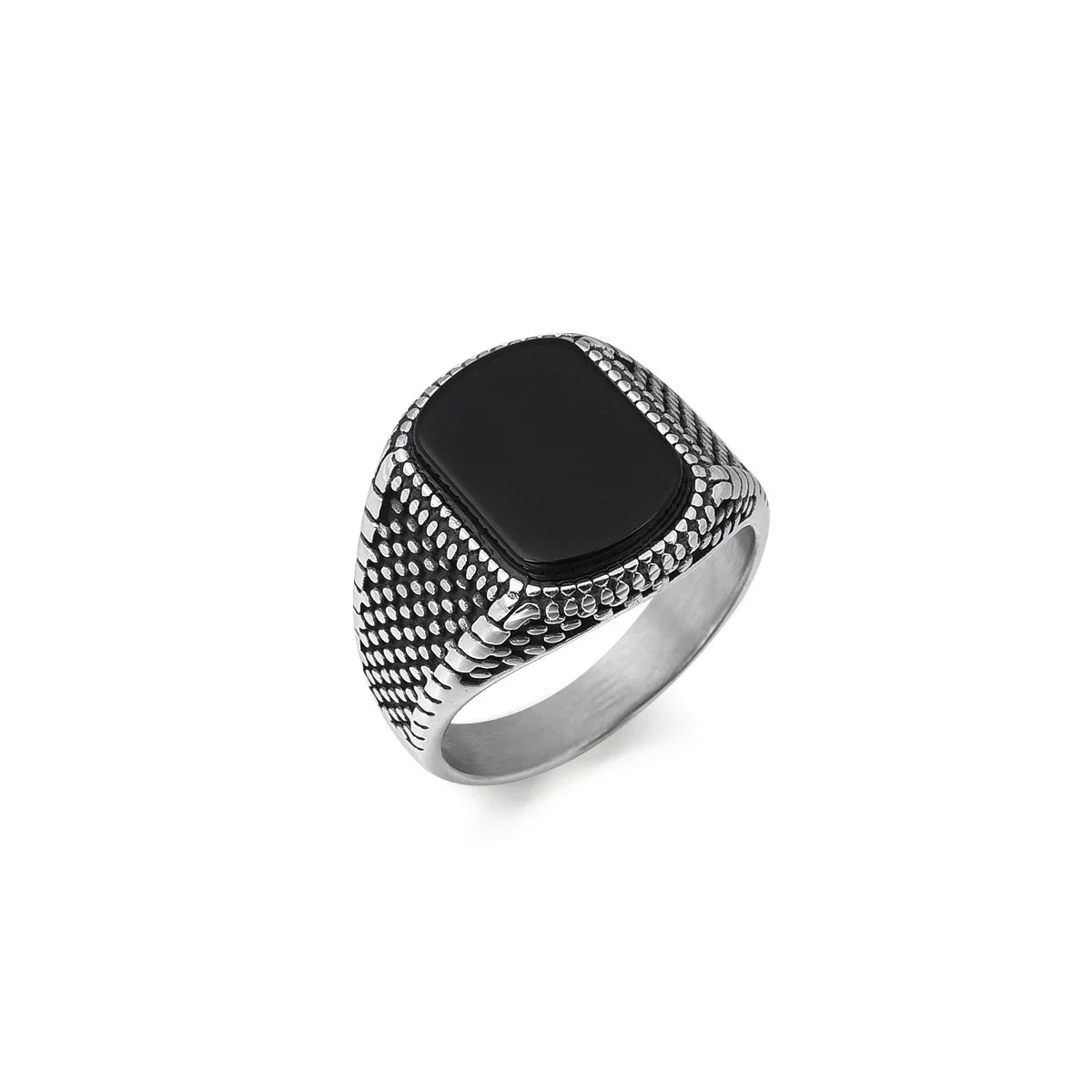 316L Stainless Steel Ring with Onyx-Look Inlay – view 6
