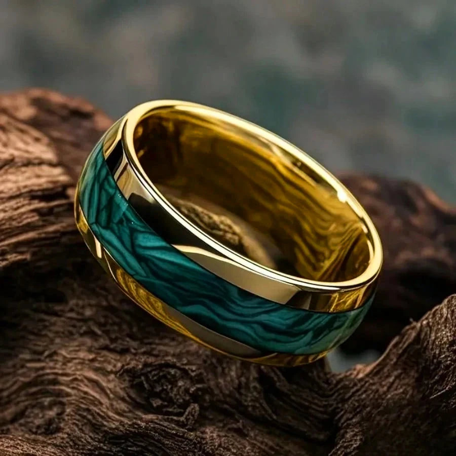 Abalone Shell Inlay Domed Ring – view 4