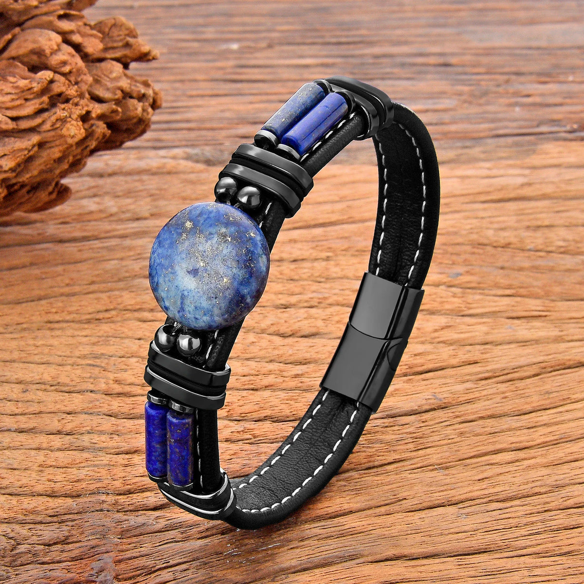Natural Stone Beaded Bracelet with Stainless Steel Clasp – view 7