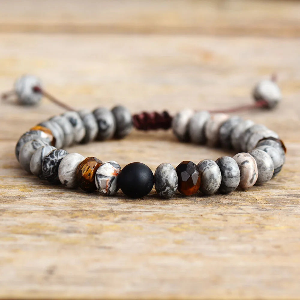 Natural Jasper Macramé Bracelet
