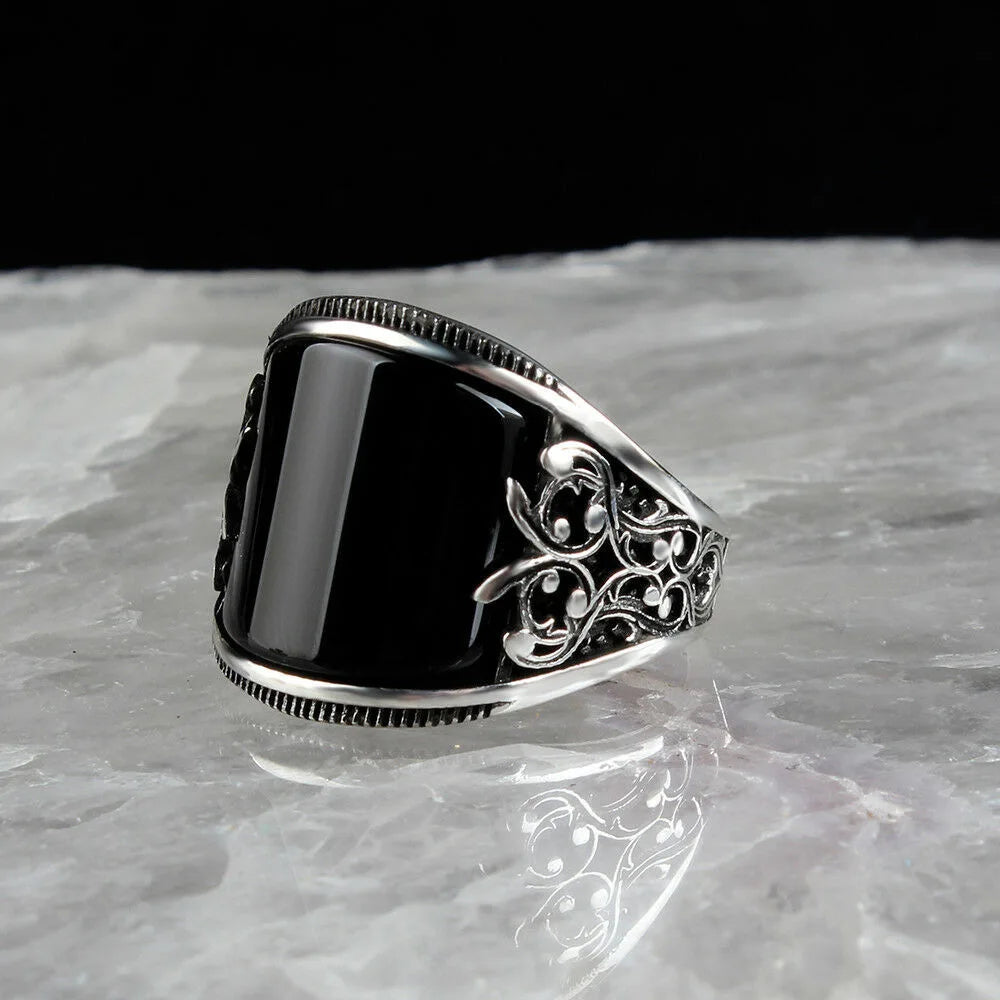 Black Resin Curved Zinc Alloy Ring – view 7