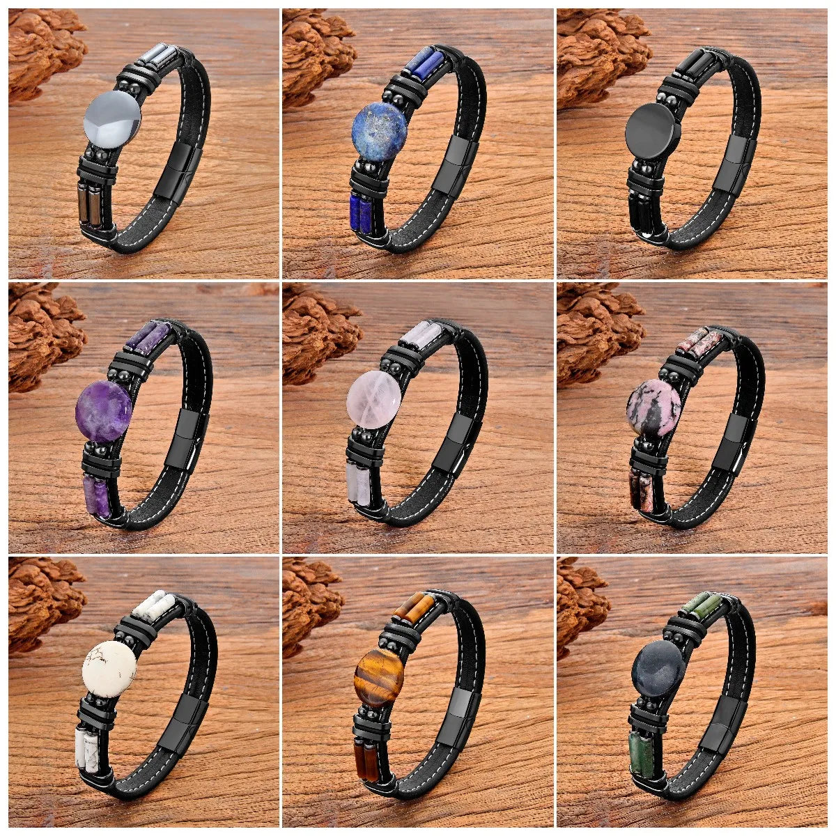Natural Stone Beaded Bracelet with Stainless Steel Clasp – view 3