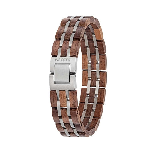 Walnut Wood and Stainless Steel Link Bracelet – view 4