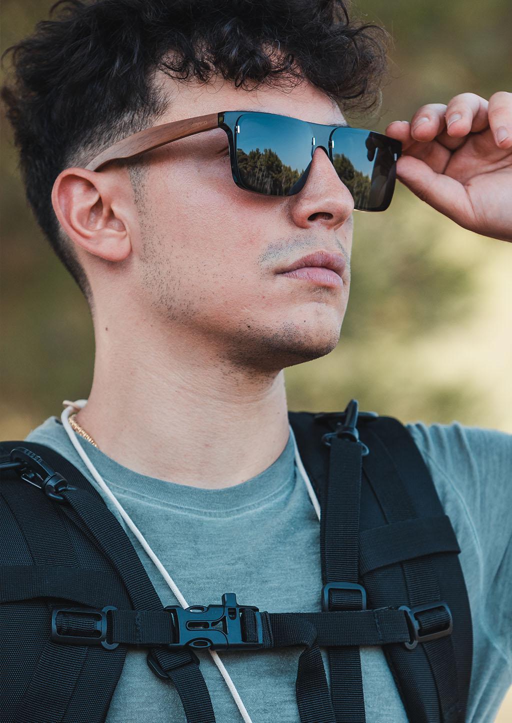 Acetate & Wood Square Sunglasses