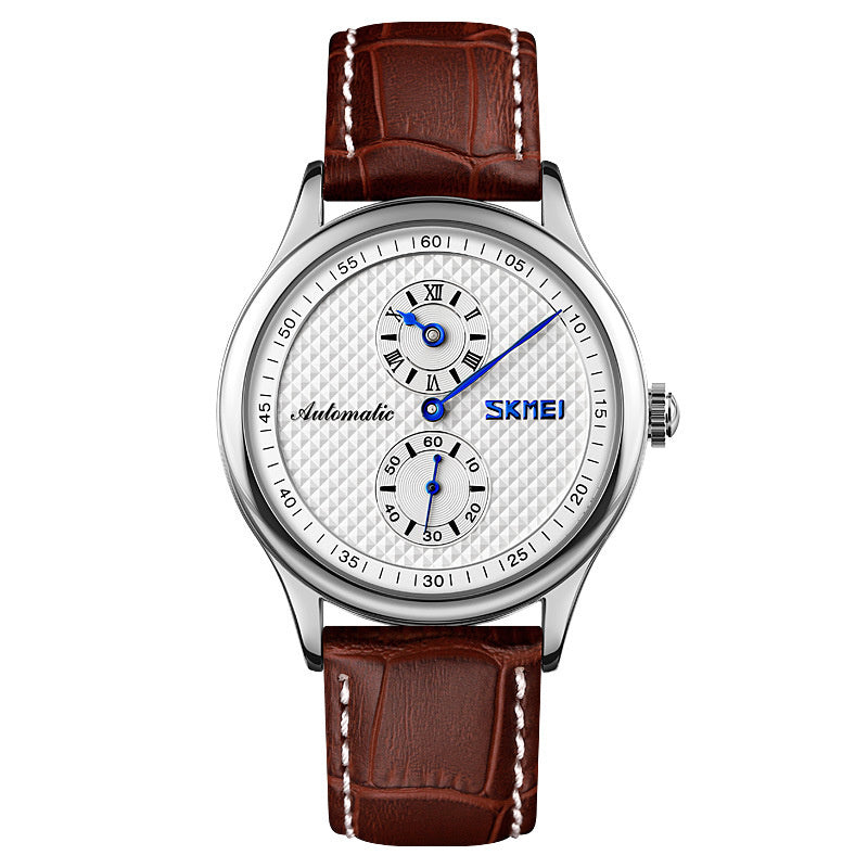 Automatic Split-Dial Watch with Leather Strap – view 7