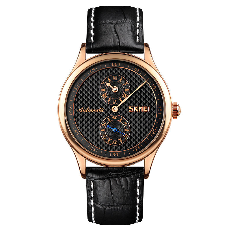 Automatic Split-Dial Watch with Leather Strap – view 12