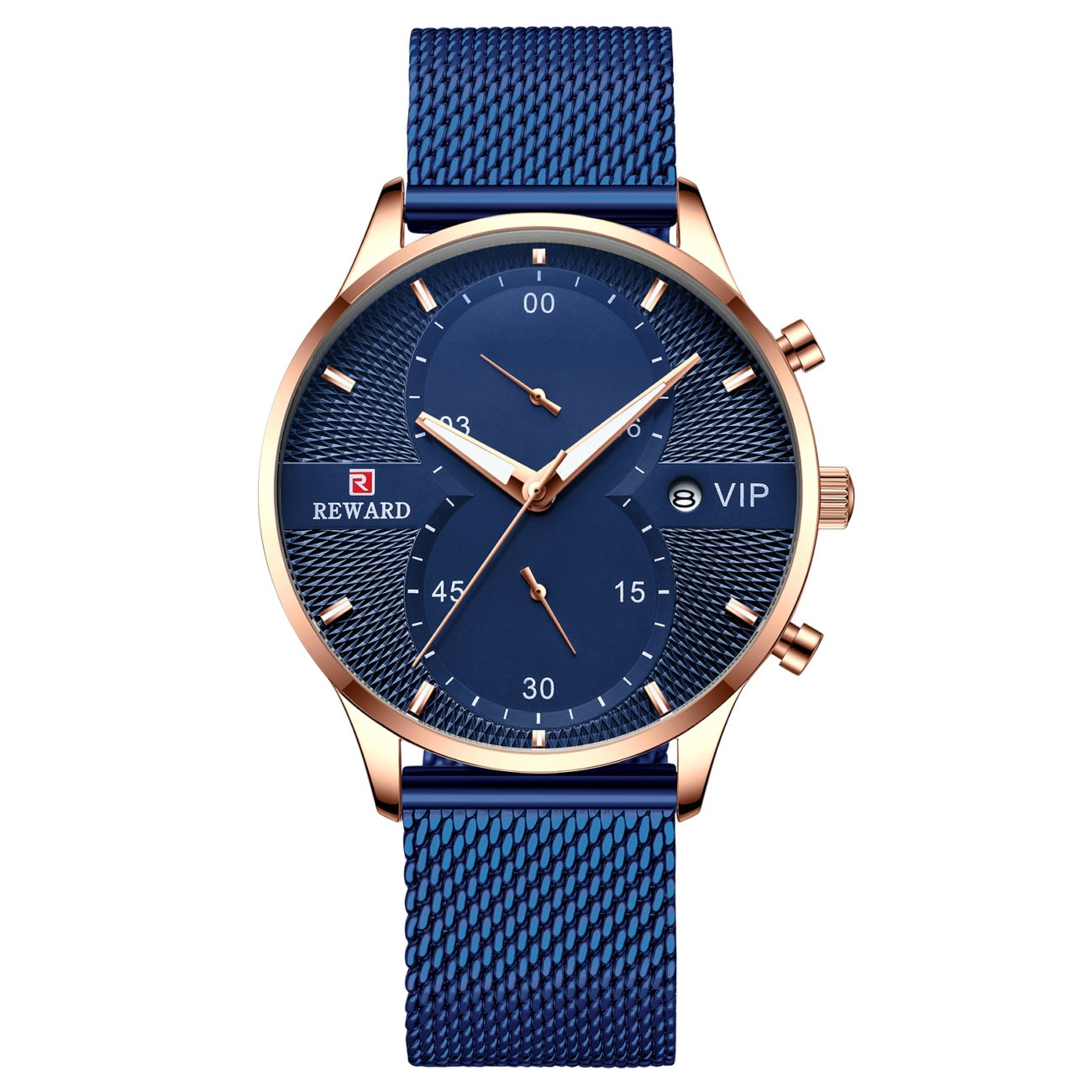 Stainless Steel Bracelet Quartz Calendar Watch, 45mm