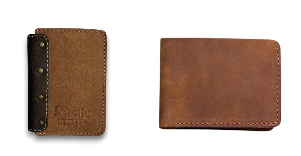 Genuine Leather Compact Bifold Wallet, Brown