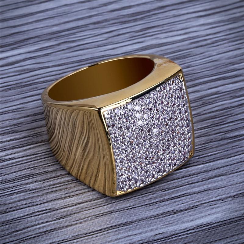 Gold-Plated Square Ring with CZ Stones