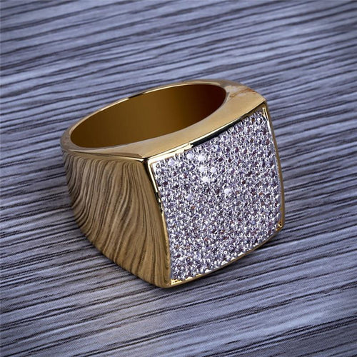 Gold-Plated Square Ring with CZ Stones