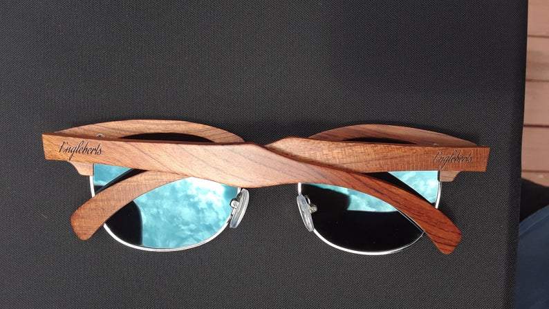 Pear Wood Polarized Sunglasses, Ice Blue Lens – view 7