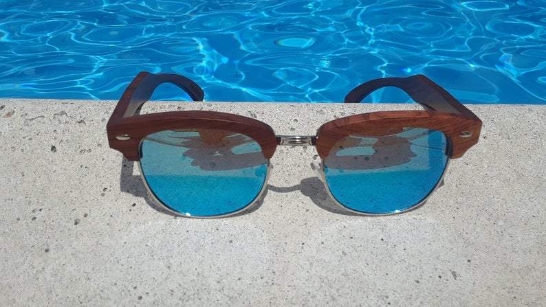 Pear Wood Polarized Sunglasses, Ice Blue Lens – view 4