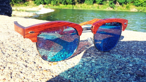 Pear Wood Polarized Sunglasses, Ice Blue Lens – view 2