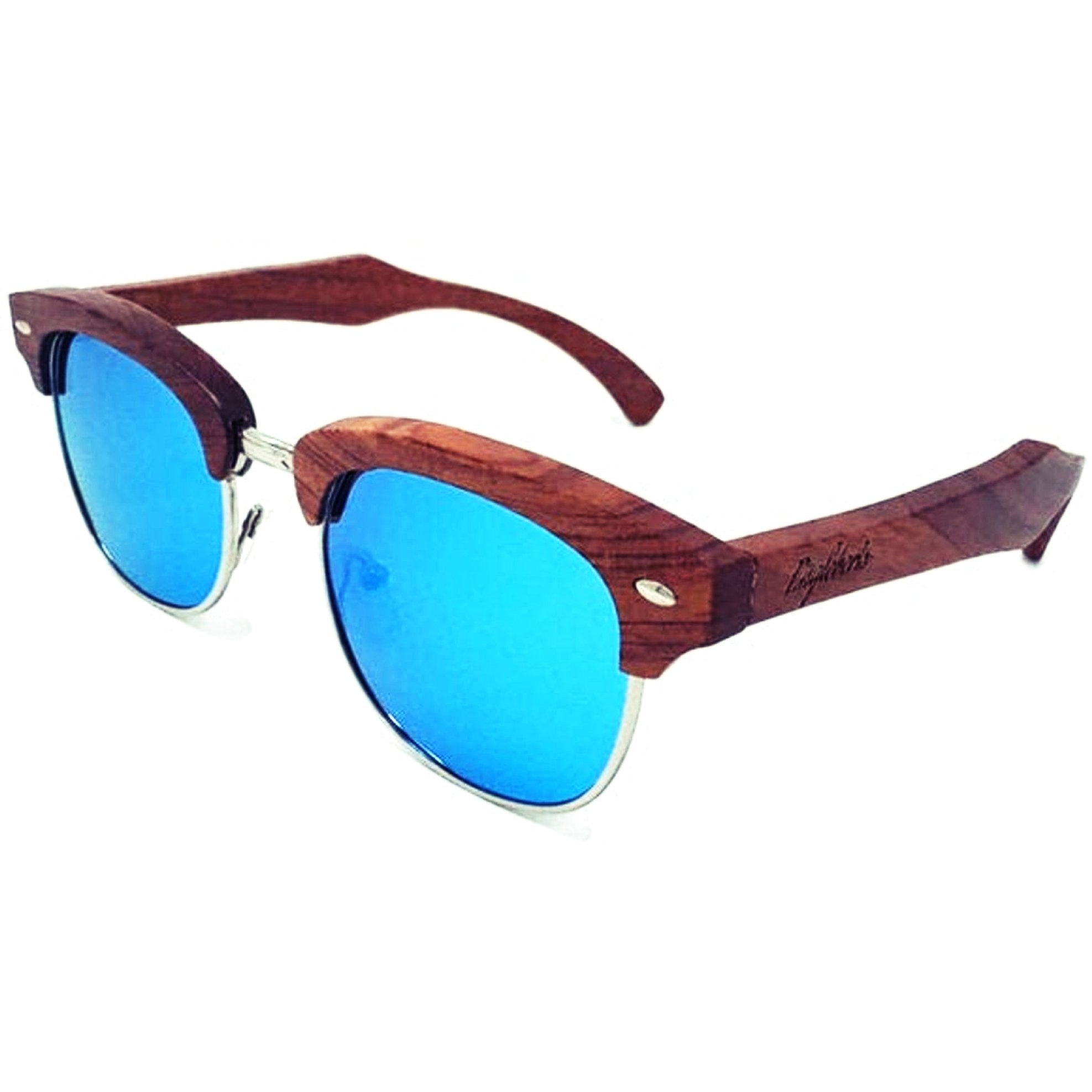 Pear Wood Polarized Sunglasses, Ice Blue Lens – view 3